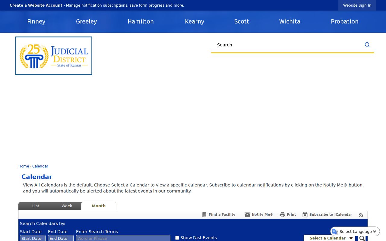 Greeley County court calendar search interface
