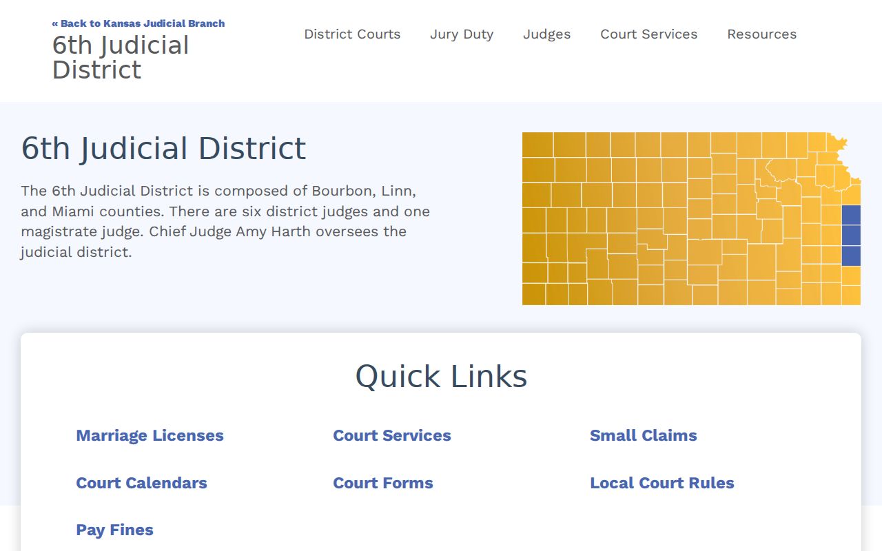 Kansas district court records page explaining courthouse terminal access